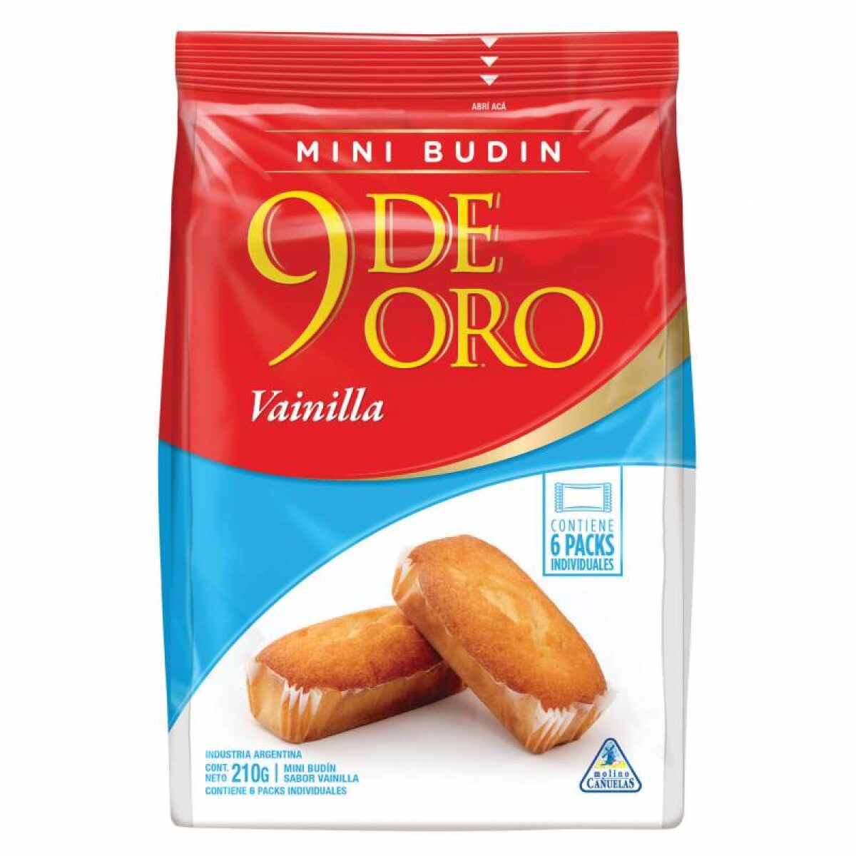 BUDIN MINI 9 DE ORO 210G (6U) VAINILLA 