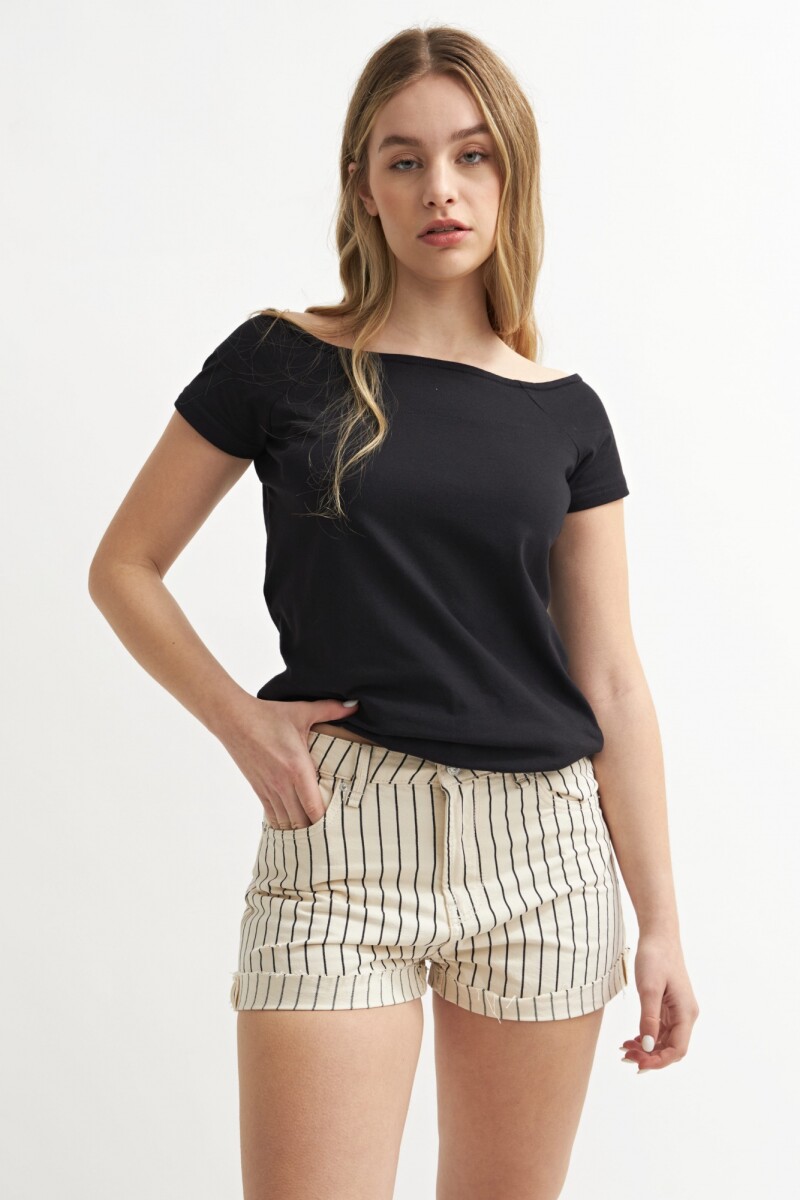 Remera manga corta off shoulder NEGRO