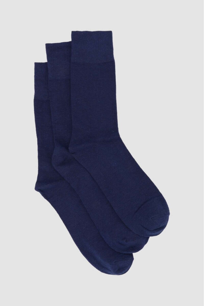 Pack x3 media lisa sujecion suave hombre - Azul 