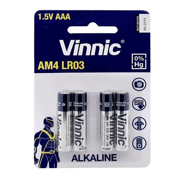 Pilas Alcalinas Vinnic Triple A AAA X4 Batería Calidad Pilas Alcalinas Vinnic Triple A AAA X4 Batería Calidad