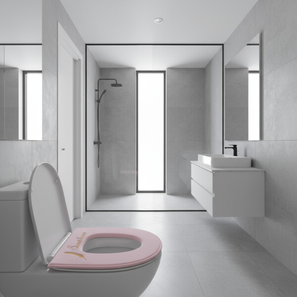 Funda con Cierre Tela Acolchonada para Tapa de Water Inodoro Color Rosado