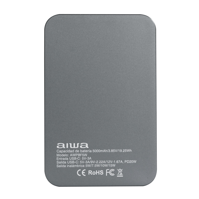 Cargador Portátil AIWA 5000mAh con Carga Inalámbrica 15W y USB-C PD 20W | AWPBF5W Cargador Portátil AIWA 5000mAh con Carga Inalámbrica 15W y USB-C PD 20W | AWPBF5W
