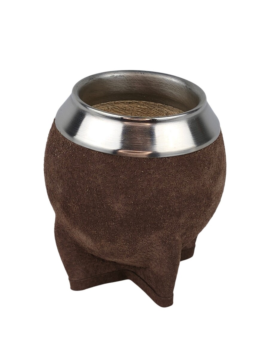 Mate de calabaza forrado en cuero modelo torpedo - Chocolate 