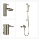 JUEGO DE GRIFERIA BRUSH NICKEL DUCHA EXTERIOR LAVATORIO BAJO Y BIDET GRIS-BRUSHED NICKEL