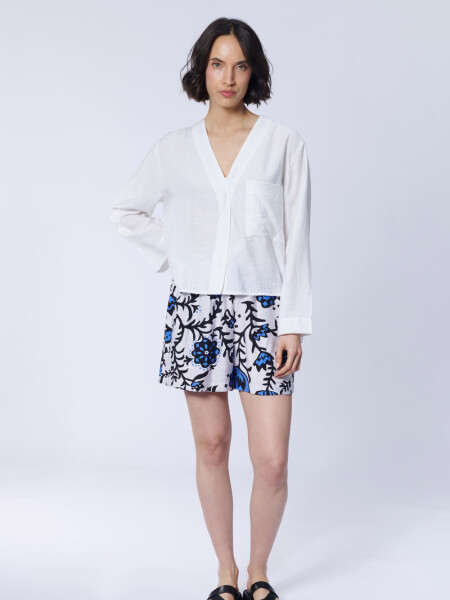 Short estampa Flores Azul