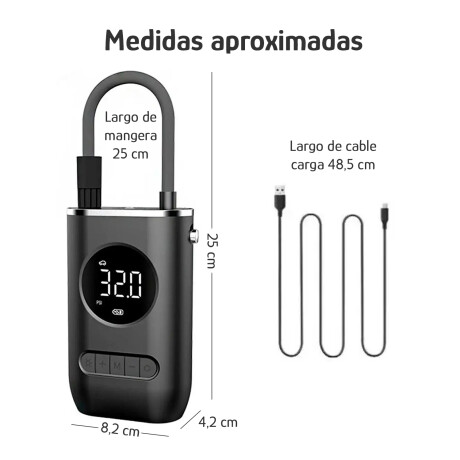 Compresor Inflador Portátil 150 PSI Batería Auto/Moto/Bici Negro