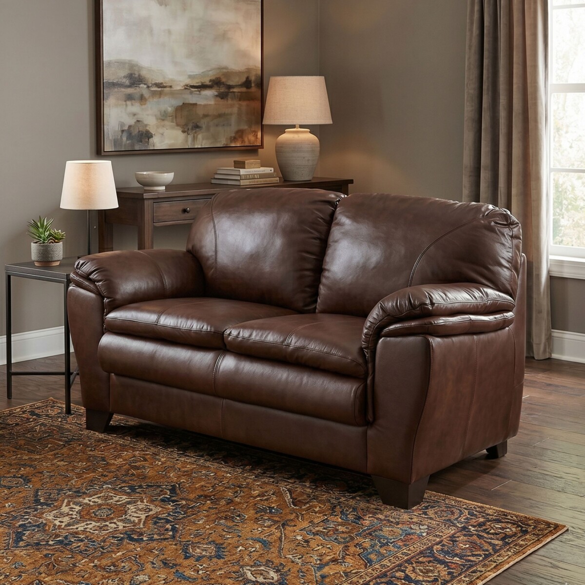 Sillón 100% Cuero - 2 Cuerpos - Monza - Caramelo 