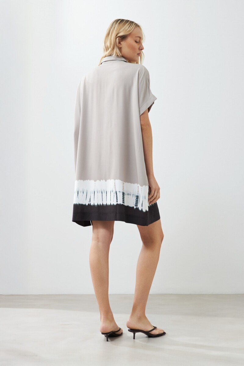 Vestido camisero tie dye beige