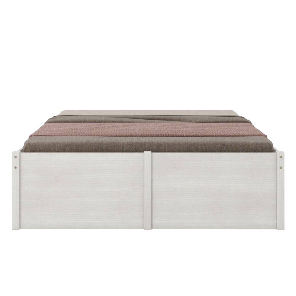 Cama Madera Maciza Con Cajones - 2 plazas - Linea Beauty / Funcional Blanco