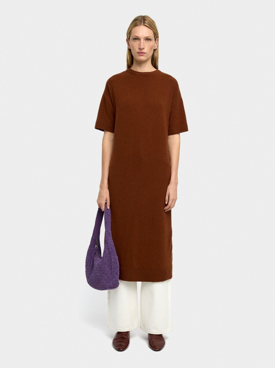 Vestido Midi De Punto - teja 