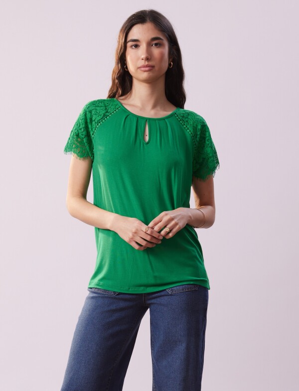 Remera Manga Encaje VERDE