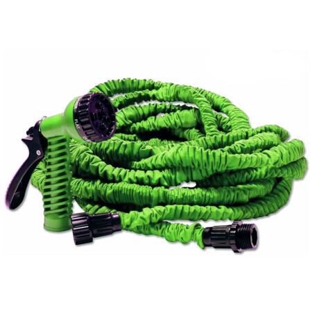 Manguera Flexible Extensible Hasta 30mts + Pistola de Riego Verde