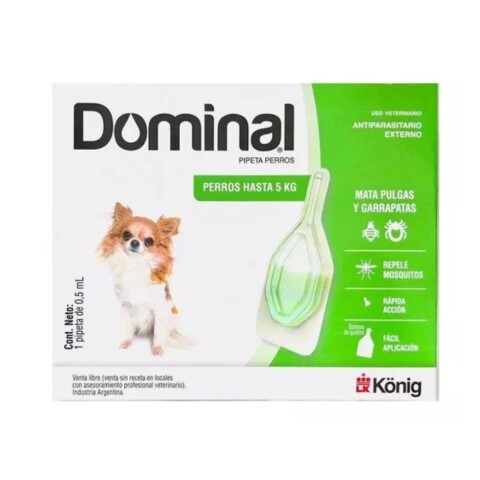 PIPETA ANTIPULGAS Y GARRAPATAS PARA PERROS DOMINAL KONIG HASTA 5 KG