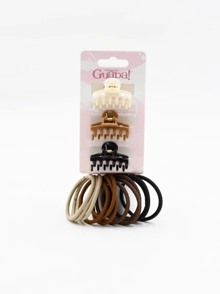 PACK COLEROS Y PINZAS X 15 MARRON