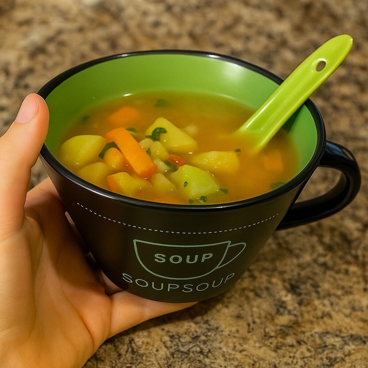 BOWL PARA SOPA CERAMICA CON CUCHARA 450ML 