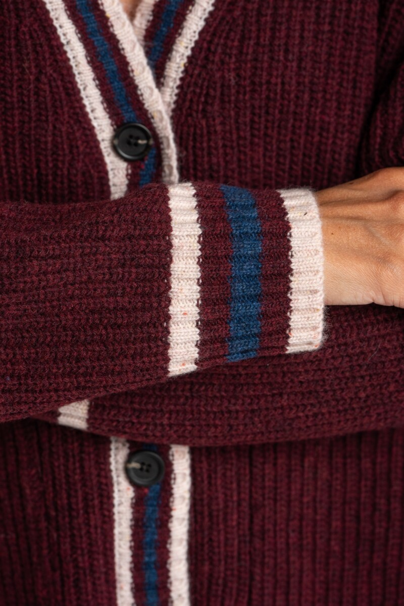 Cardigan Lana Multi Rojo