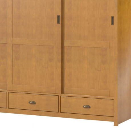 Ropero Rustico 3 puertas corredizas y 3 cajones Madera maciza Linea Colonial Freijo