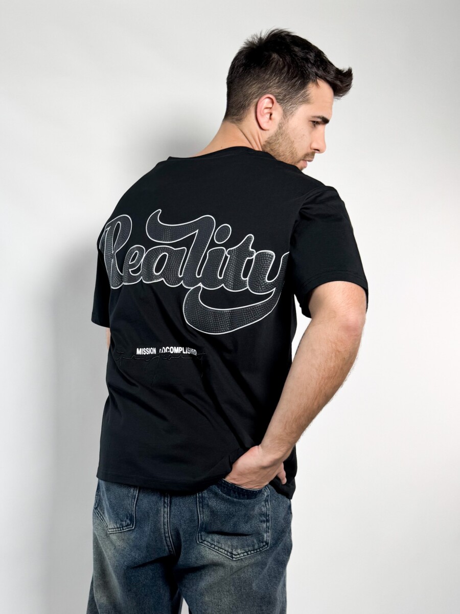 Remera oversize con estampa con relieve Bal - Negro 