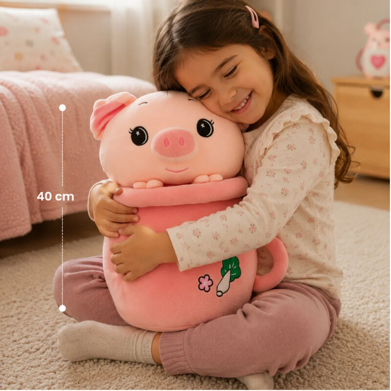 Manta De Apego Peluche C/Frazada 1.60m X 1.00m Inf. Cerdo