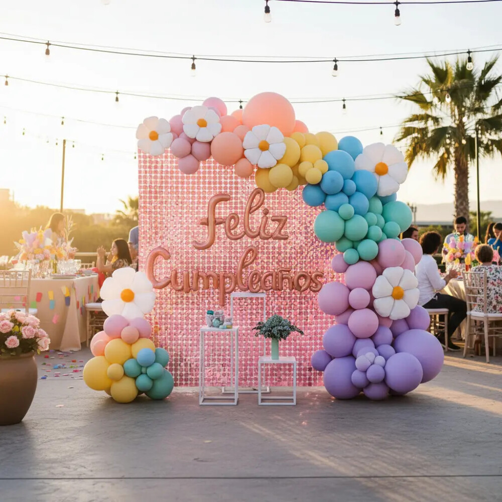 Decoración Globos Feliz Cumpleaños Tema Margarita Decoración Globos Feliz Cumpleaños Tema Margarita
