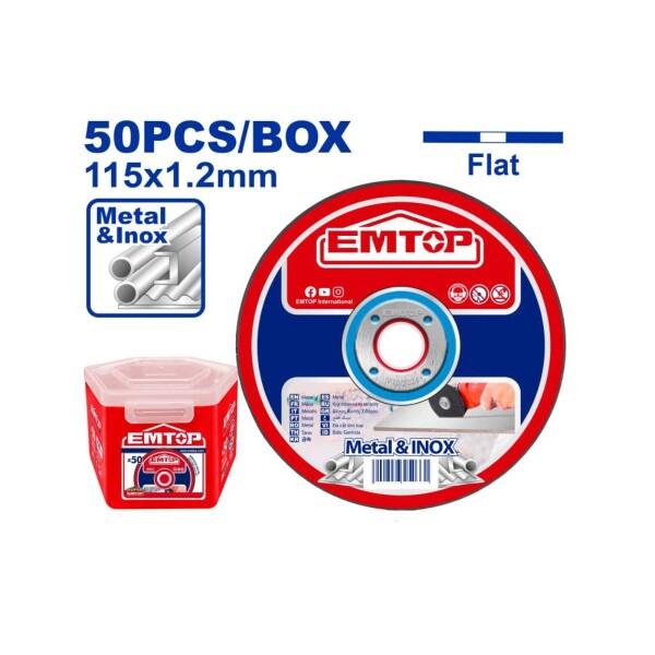 DISCO CORTE METAL 115MM X 1,2MM EMTOP X UNIDAD Disco Corte Metal 115mm X 1,2mm Emtop X Unidad