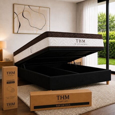 Sommier Queen HAMPTONS Palladium Smart Box Baul Negro