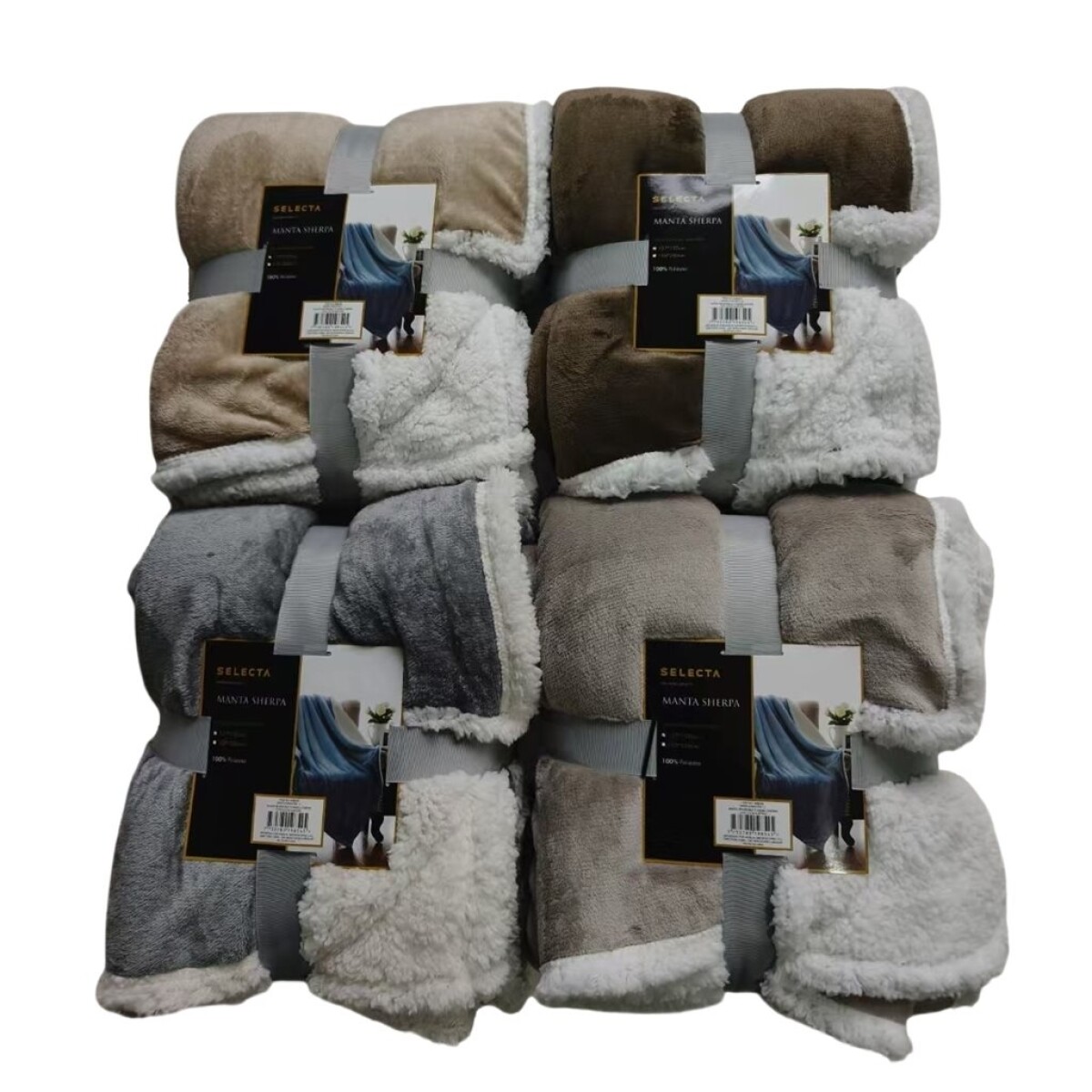 MANTA REVERSIBLE FLANNEL/SHERPA 127X152CM SURTIDO 