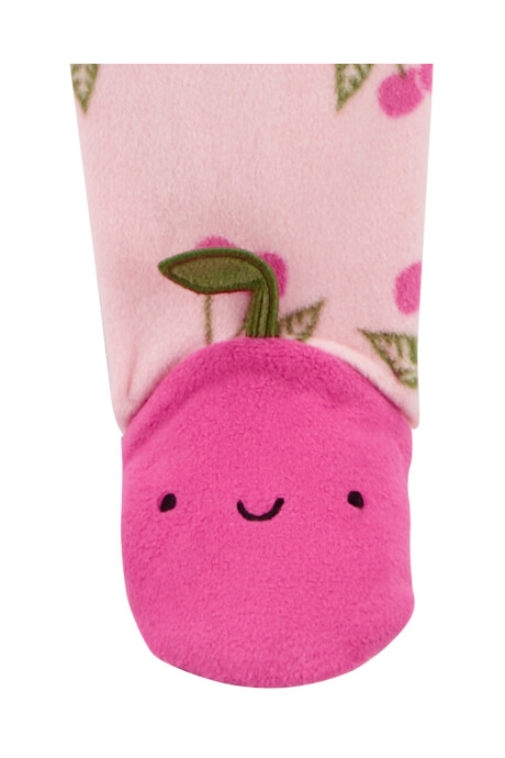 Pijama uno pieza de micropolar, con pie, diseño cerezas Sin color