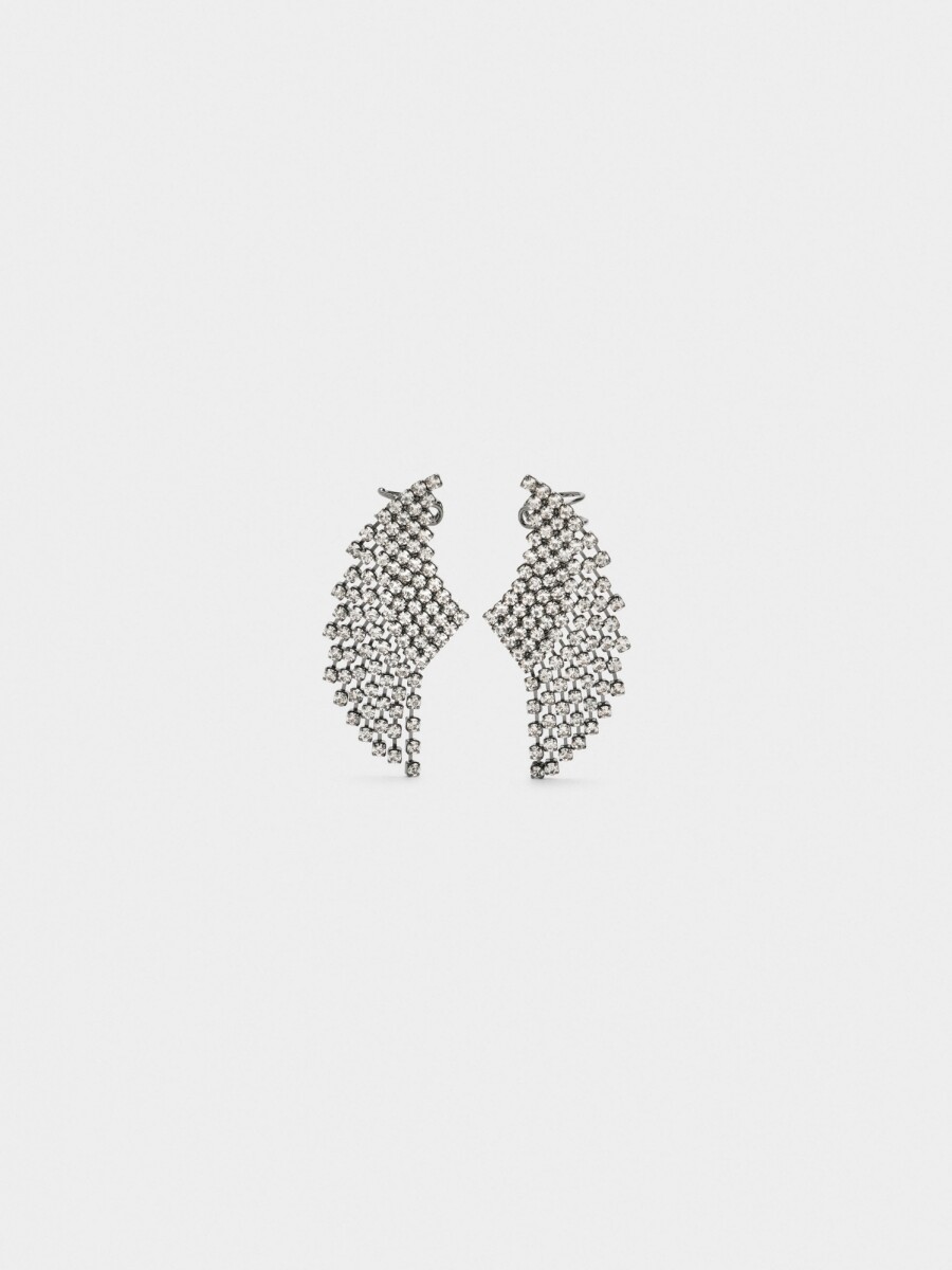 Pendientes Ear Jacket Asas De Cristales plateado