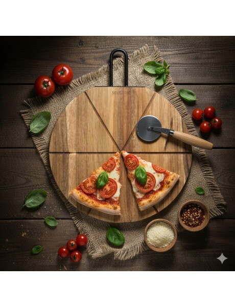 SET TABLA MADERA + CORTADOR PIZZA D31x1.5CM SET TABLA MADERA + CORTADOR PIZZA D31x1.5CM