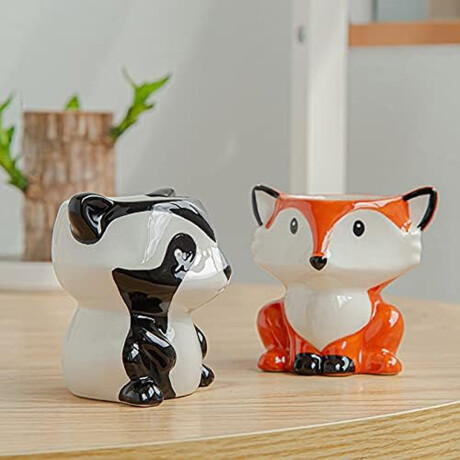 Maceta de ceramica zorro negro Negro
