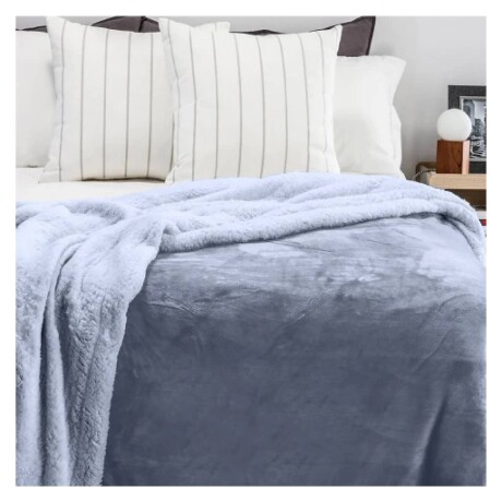 Frazada Richmond Con Corderito 2 Plazas Azul Piedra