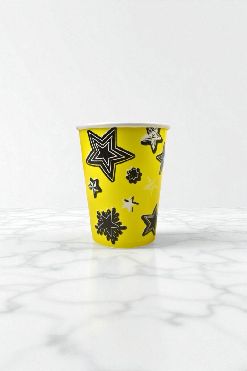 Vaso polipapel 8 oz - AMARILLO STARS 