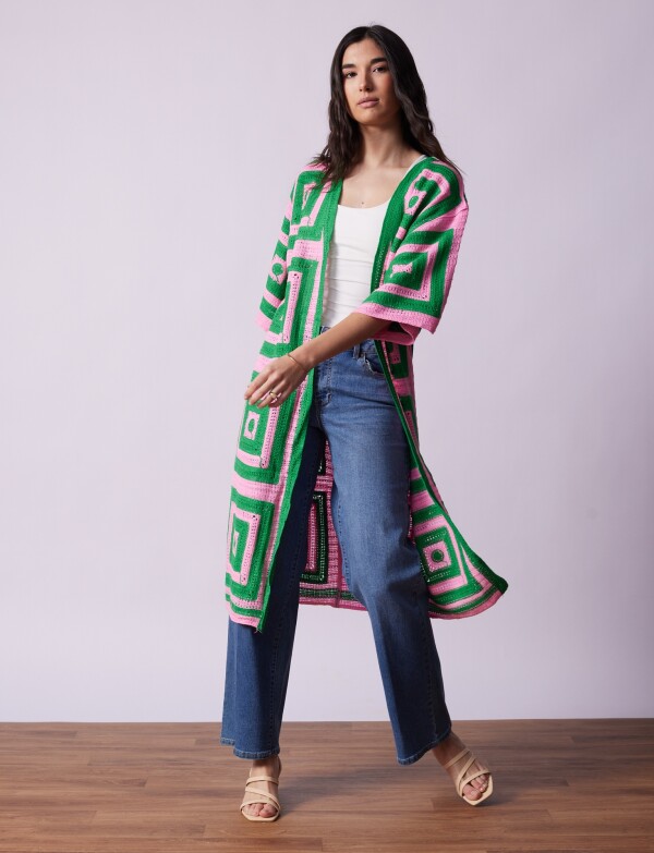 Cardigan Largo ROSA/MULTI
