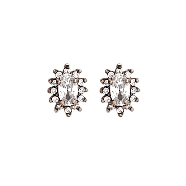Caravanas Oval-Plata 925-Piedra zirconia-CA3070 conpiedra