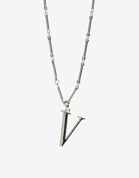 Collares Largos Metal Collar Largo Inicial V - Plateado Rodio