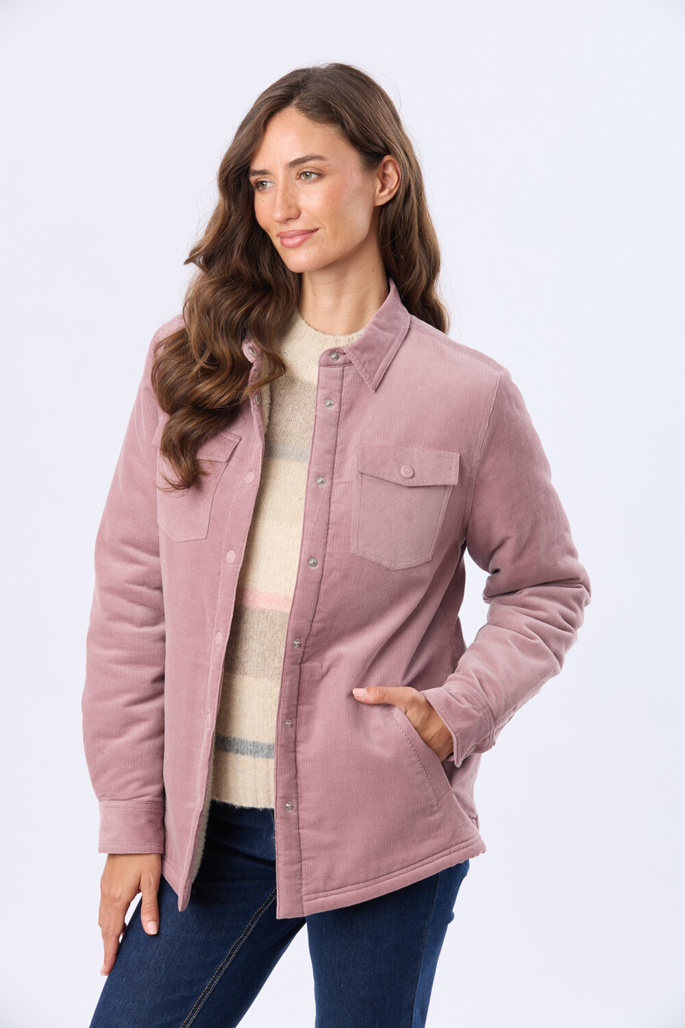 CAMPERA DE PANA Y CORDERITO Rosado