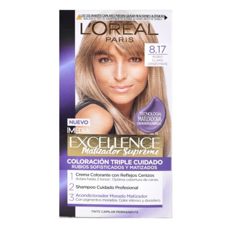 Tinta L'Oréal Paris Excellence Creme N°8.17 Rubio Claro Cenizo Tinta L'Oréal Paris Excellence Creme N°8.17 Rubio Claro Cenizo