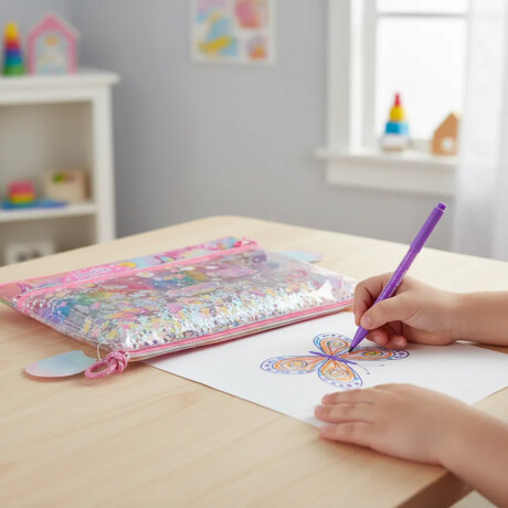 Set Papelería Arte Escolar c/ Cartuchera Libreta Lapiceras Mariposa