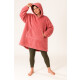 Buzo Manta Con Capucha Polar y Corderito unisex Rojo