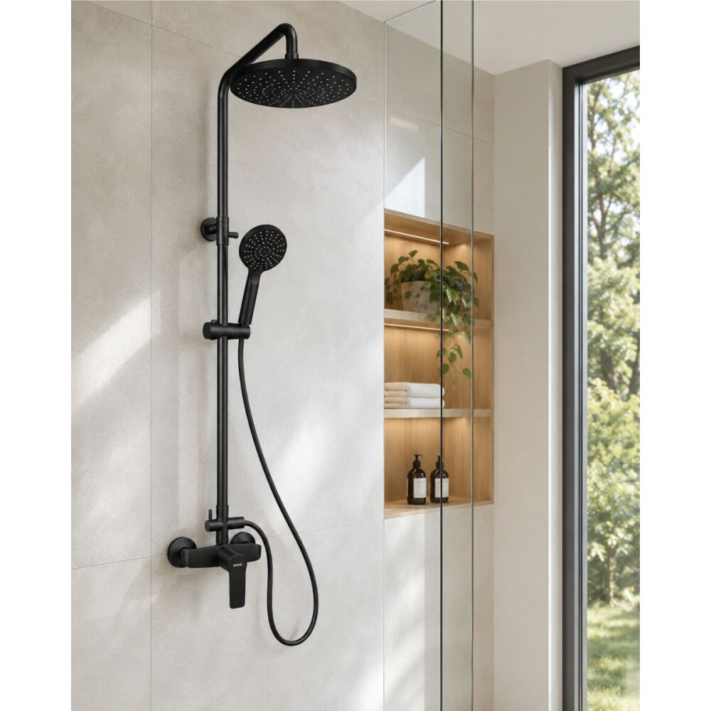 Barral de ducha monocomando Exterior con transferencia Blaster Negro Mate Barral De Ducha Monocomando Exterior Con Transferencia Blaster Negro Mate