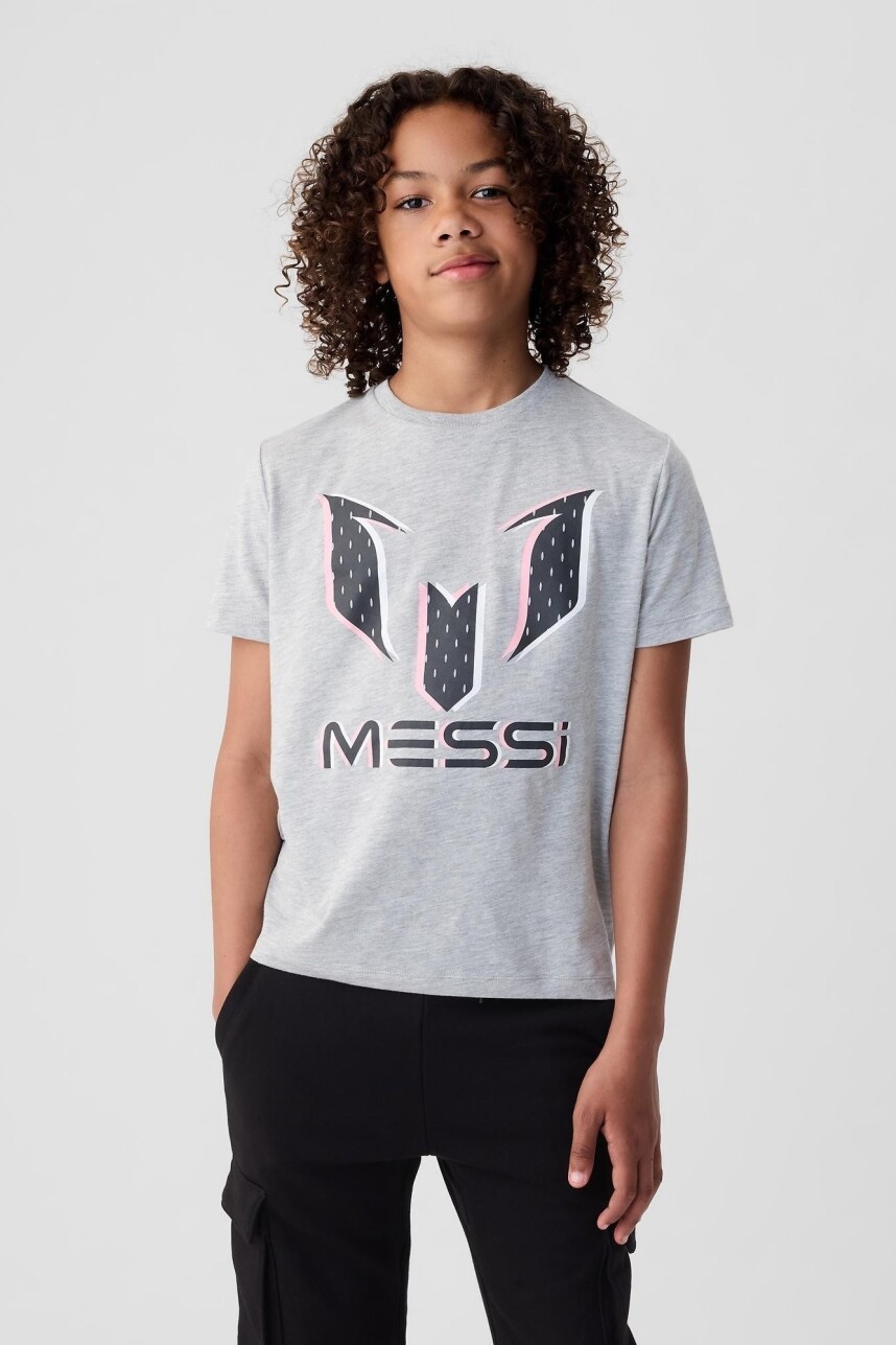Remera Gráfico Messi Niño Light Heather Grey
