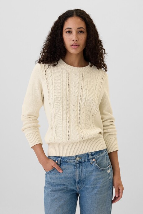 Buzo Cuello Redondo Cable Mujer Birch