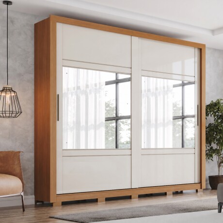 ROPERO SINTRA 2 PUERTAS 4 CAJONES INTERNOS 2 ESPEJOS GUARDARROPA CLOSET ARMARIO OFF WHITE