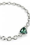 COLGANTE ESLABÓN DE ALEACIÓN DE METALES BAÑADO EN PLATA DE LEY CON UN CRISTAL FACETADO VERDE Colgante