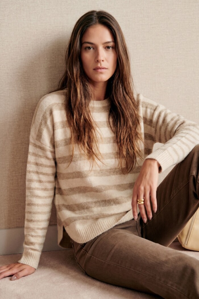 Sweater Rayado Combinado Beige Melange