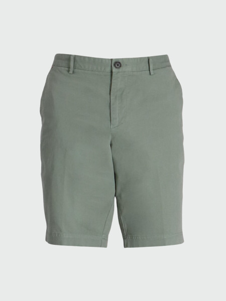 BOSS -Bermudas slim fit de gabardina de algodón elastizado Verde claro
