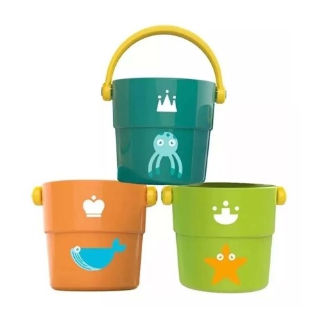 Set 3 Mini Baldes Juguetes Agua Baño Playa para Bebé Huanger Multicolor