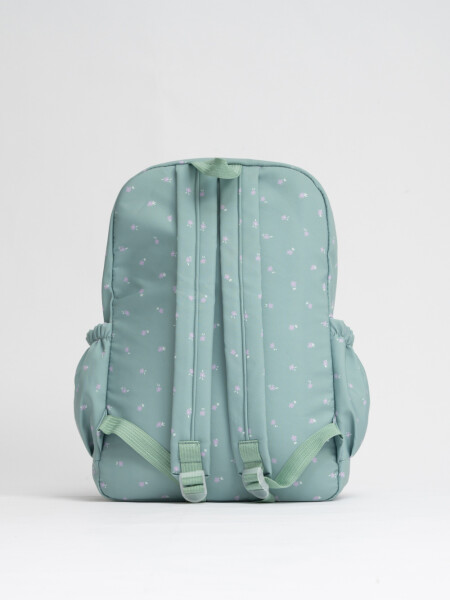 Mochila Estampado Flores Verde