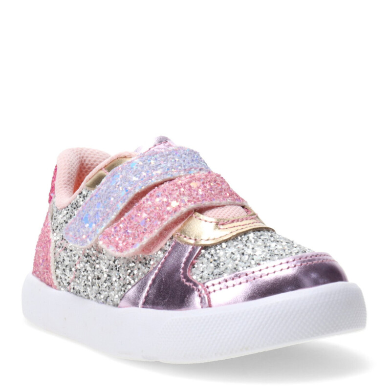 Championes Infantiles Bibi Agility Mini c/ Velcro Plateado - Rosado - Lila